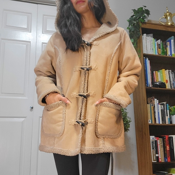 90s LL Bean Tan Sherpa Lined Jacket - Picture 7 of 11